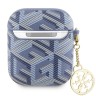 Guess для Airpods 1/2 чехол PU leather G CUBE with metal logo and Charm Blue