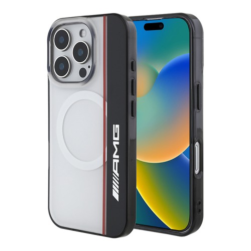 AMG для iPhone 16 Pro чехол PC/TPU Double layer Bow Lines White (MagSafe)