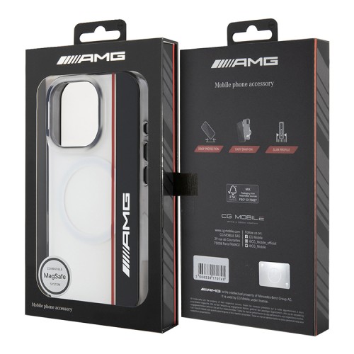 AMG для iPhone 16 Pro чехол PC/TPU Double layer Bow Lines White (MagSafe)