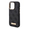 Guess для iPhone 16 Pro Max чехол PU-кожа 4G Plate metal logo Black (MagSafe)