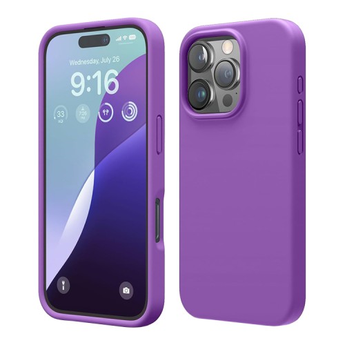 Elago для iPhone 16 Pro чехол Soft silicone (Liquid) Neon Purple
