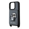 Karl Lagerfeld для iPhone 16 Pro чехол Crossbody cardslot PU Saffiano NFT Karl&Choupette Hard Silver
