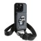 Karl Lagerfeld для iPhone 16 Pro чехол Crossbody cardslot PU Saffiano NFT Karl&Choupette Hard Silver