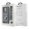 Karl Lagerfeld для iPhone 16 Pro чехол Crossbody cardslot PU Saffiano NFT Karl&Choupette Hard Silver