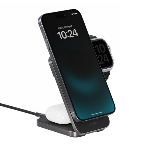 Energea Беспроводное СЗУ MagTrio PLUS 3in1 magnetic wireless foldable charger Qi2 22.5W Gunmetal