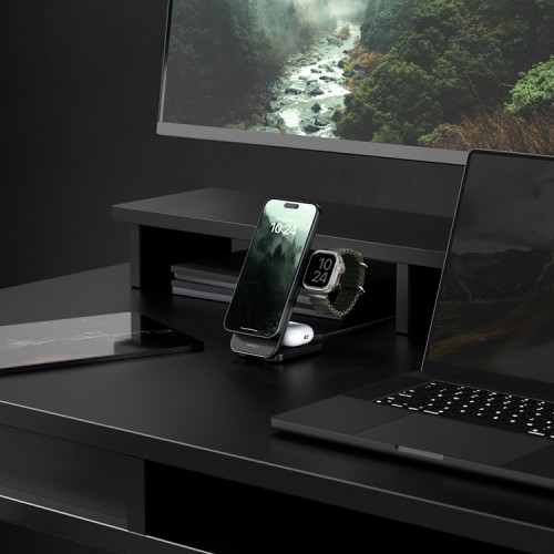 Energea Беспроводное СЗУ MagTrio PLUS 3in1 magnetic wireless foldable charger Qi2 22.5W Gunmetal