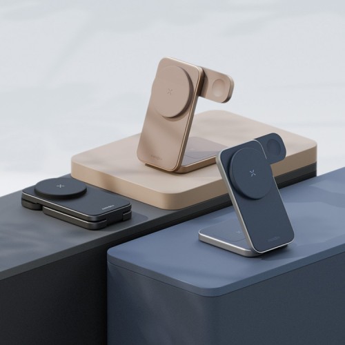 Energea Беспроводное СЗУ MagTrio PLUS 3in1 magnetic wireless foldable charger Qi2 22.5W Gunmetal