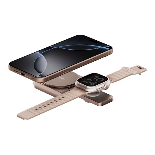 Energea Беспроводное СЗУ MagDuo 2in1 foldable QI2 magnetic iPhone +Apple Watch 17.5W Gold