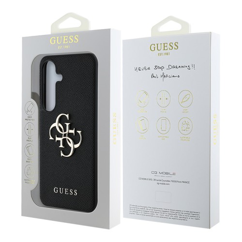 Guess для Galaxy S25+ чехол PU Grained leather 4G Big metal logo Hard Black