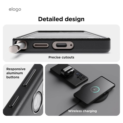 Elago для Galaxy S25 Ultra чехол PU Leather Black (MagSafe)