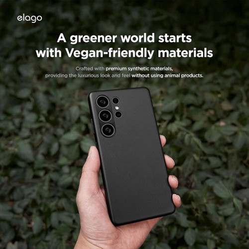 Elago для Galaxy S25 Ultra чехол PU Leather Black (MagSafe)