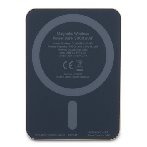 Guess внешний аккумулятор MagSafe для телефона, Metal Script logo 3000 mAh 5W Gold