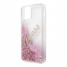 Чехол Guess Liquid Glitter Script Vintage logo для iPhone 12 Pro Max, розовый
