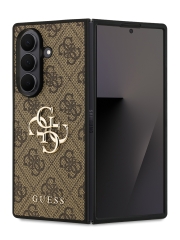 Guess для Galaxy Z Fold7 чехол PU 4G Big metal logo Hard Brown
