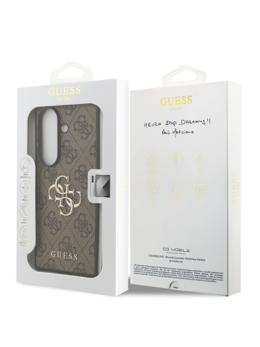 Guess для Galaxy Z Fold7 чехол PU 4G Big metal logo Hard Brown