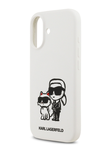 Karl Lagerfeld для iPhone 17 чехол Liquid Silicone Sketch Karl & Choupette Hard White (MagSafe)