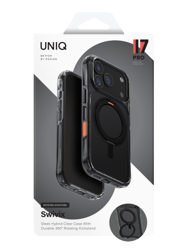 Uniq для iPhone 17 Pro чехол Swivix with 360-Rotating stand Carbon Black (Magsafe)