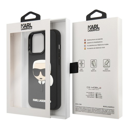 Чехол Karl Lagerfeld 3D Rubber Karl's head Hard для iPhone 13 Pro, черный