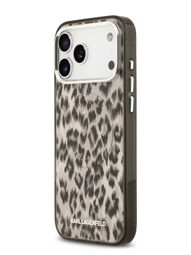 Karl Lagerfeld для iPhone 17 Pro чехол IML Leopard Metal camera Hard Brown (MagSafe)