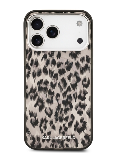 Karl Lagerfeld для iPhone 17 Pro чехол IML Leopard Metal camera Hard Brown (MagSafe)