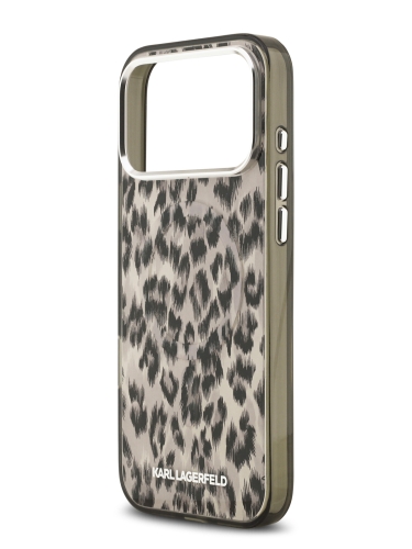 Karl Lagerfeld для iPhone 17 Pro чехол IML Leopard Metal camera Hard Brown (MagSafe)