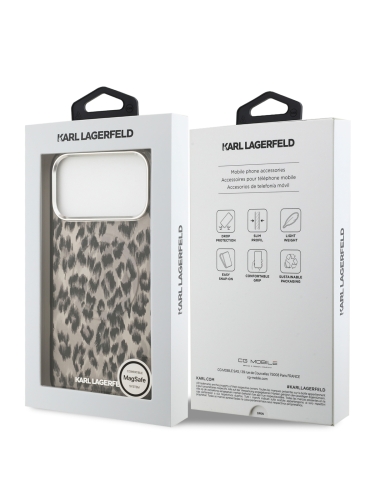Karl Lagerfeld для iPhone 17 Pro чехол IML Leopard Metal camera Hard Brown (MagSafe)