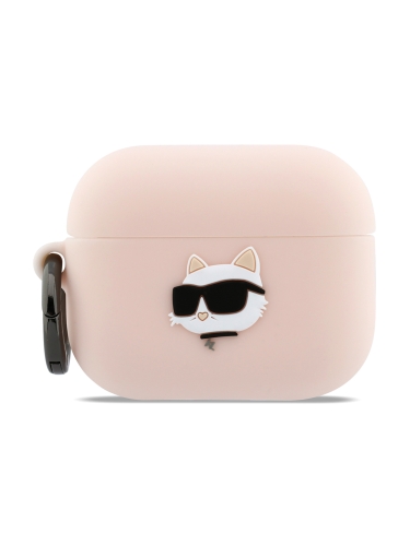 Karl Lagerfeld для Airpods Pro 3 чехол Silicone case with ring NFT 3D Choupette Pink