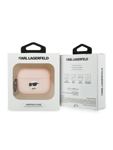 Karl Lagerfeld для Airpods Pro 3 чехол Silicone case with ring NFT 3D Choupette Pink