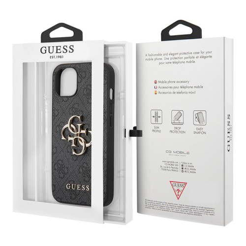 Чехол Guess 4G Big metal logo Hard для iPhone 13, серый