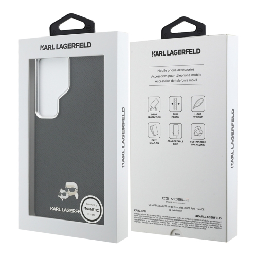 Karl Lagerfeld для Galaxy S26 Ultra чехол PU Saffiano FW Karl&Choup Heads metal &Cam Hard Black (MagSafe)