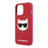 Чехол Lagerfeld Liquid silicone Choupette Hard для iPhone 13 Pro, красный (Magsafe)