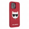 Чехол Lagerfeld Liquid silicone Choupette Hard для iPhone 13 Pro, красный (Magsafe)