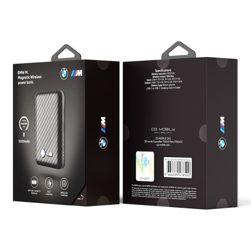 BMW АКБ MagSafe M-series PU Carbon with Metal logo 5000 mAh 15W Black