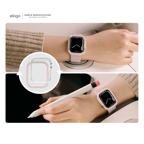 Чехол Elago DUO case для Apple Watch 45/44 мм, прозрачный/розовый