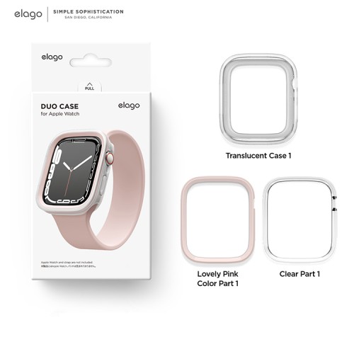 Чехол Elago DUO case для Apple Watch 45/44 мм, прозрачный/розовый