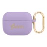 Чехол Guess Silicone Script logo с карабином для Airpods Pro, фиолетовый