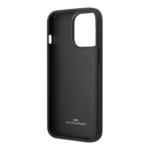 Кожаный чехол BMW Signature Logo imprint Hard для iPhone 14 Pro, синий