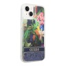 Чехол Guess Liquid glitter Flower Hard для iPhone 14, синий