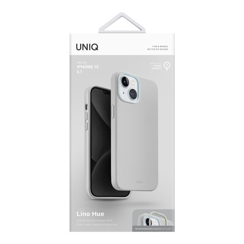 Uniq для iPhone 15 чехол LINO Chalk Grey (Magsafe)