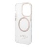 Guess для iPhone 15 Pro Max чехол PC/TPU Metal outline Hard Transparent/Gold (MagSafe)