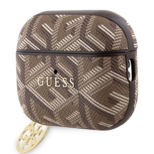 Guess для Airpods Pro 2 чехол PU leather G CUBE with metal logo and Charm Brown