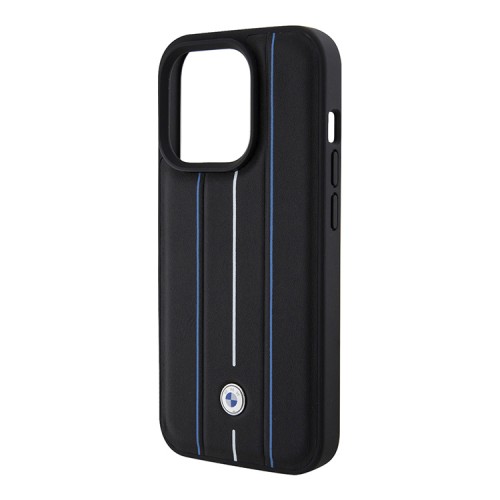 BMW для iPhone 15 Pro чехол Signature Leather Hot stamp lines Hard Black