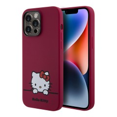 Hello Kitty для iPhone 14 Pro Max чехол Liquid silicone Dreaming Kitty Hard Red