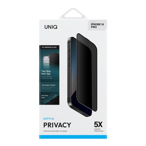 Uniq стекло для iPhone 16 Pro OPTIX Privacy Clear/Black (+installer)