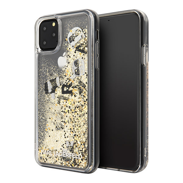 Чехол Karl Lagerfeld Liquid Glitter Floatting Charms для iPhone 11 Pro Max, золотой