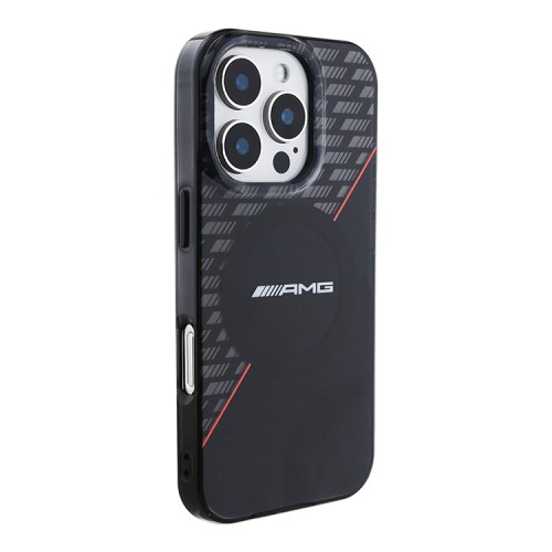 AMG для iPhone 16 Pro чехол PC/TPU Double layer Rhombs Black/Red (MagSafe)