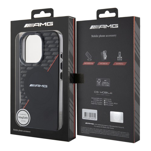 AMG для iPhone 16 Pro чехол PC/TPU Double layer Rhombs Black/Red (MagSafe)