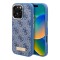 Guess для iPhone 16 Pro Max чехол PU-кожа 4G Plate metal logo Blue (MagSafe)