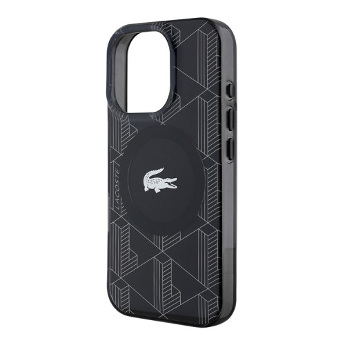 Lacoste для iPhone 16 Pro Max чехол PC/TPU Double layers The Blend Croc logo Black (MagSafe)