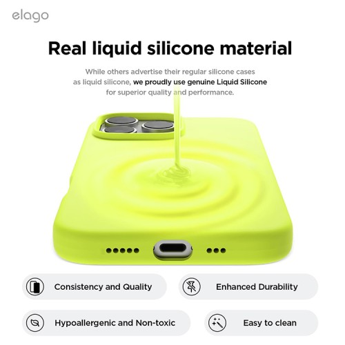 Elago для iPhone 16 Pro чехол Soft silicone (Liquid) Neon Yellow